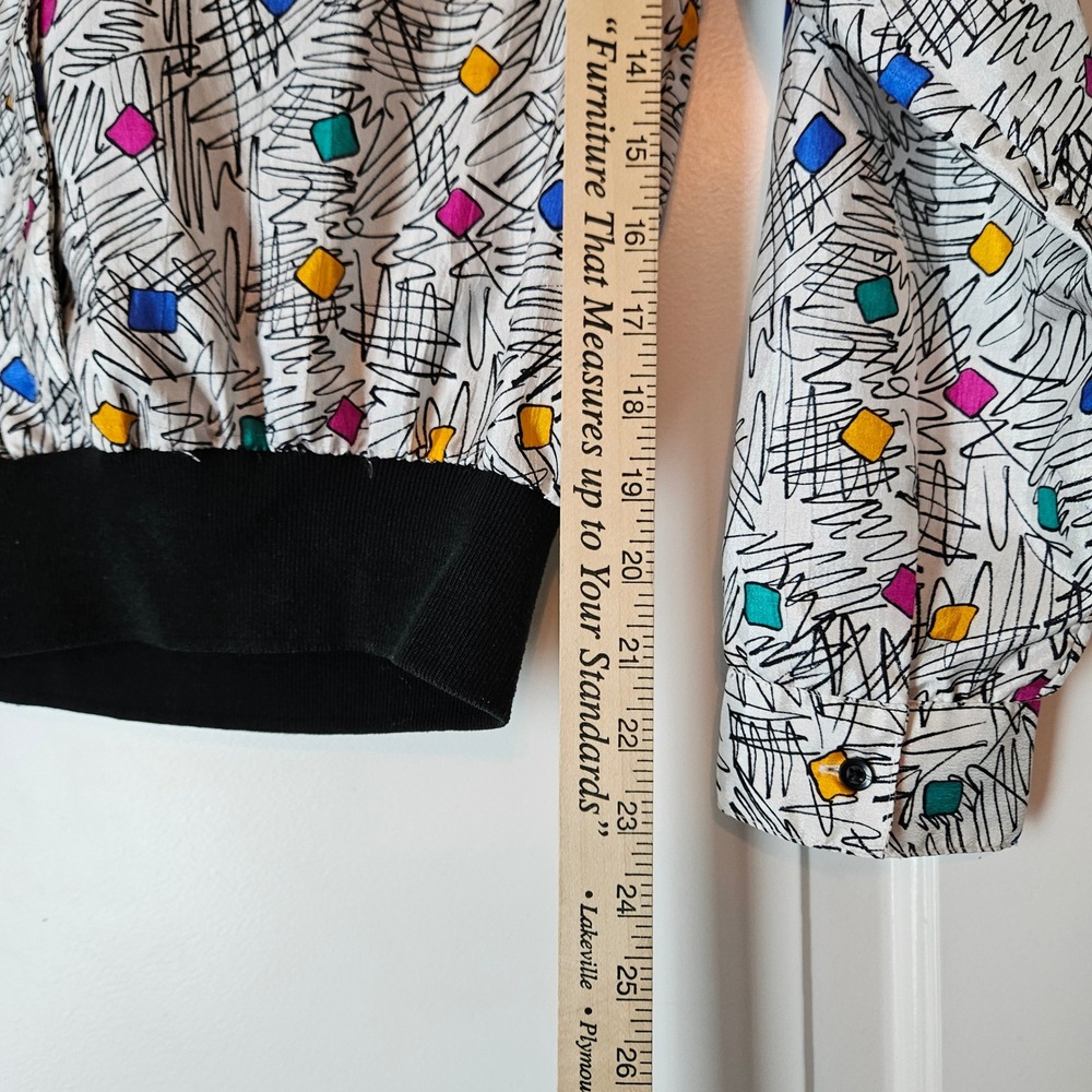 Vintage Windbreaker Size 12 Colorful Geometric 80s 90s Workout Party - Picture 10 of 10